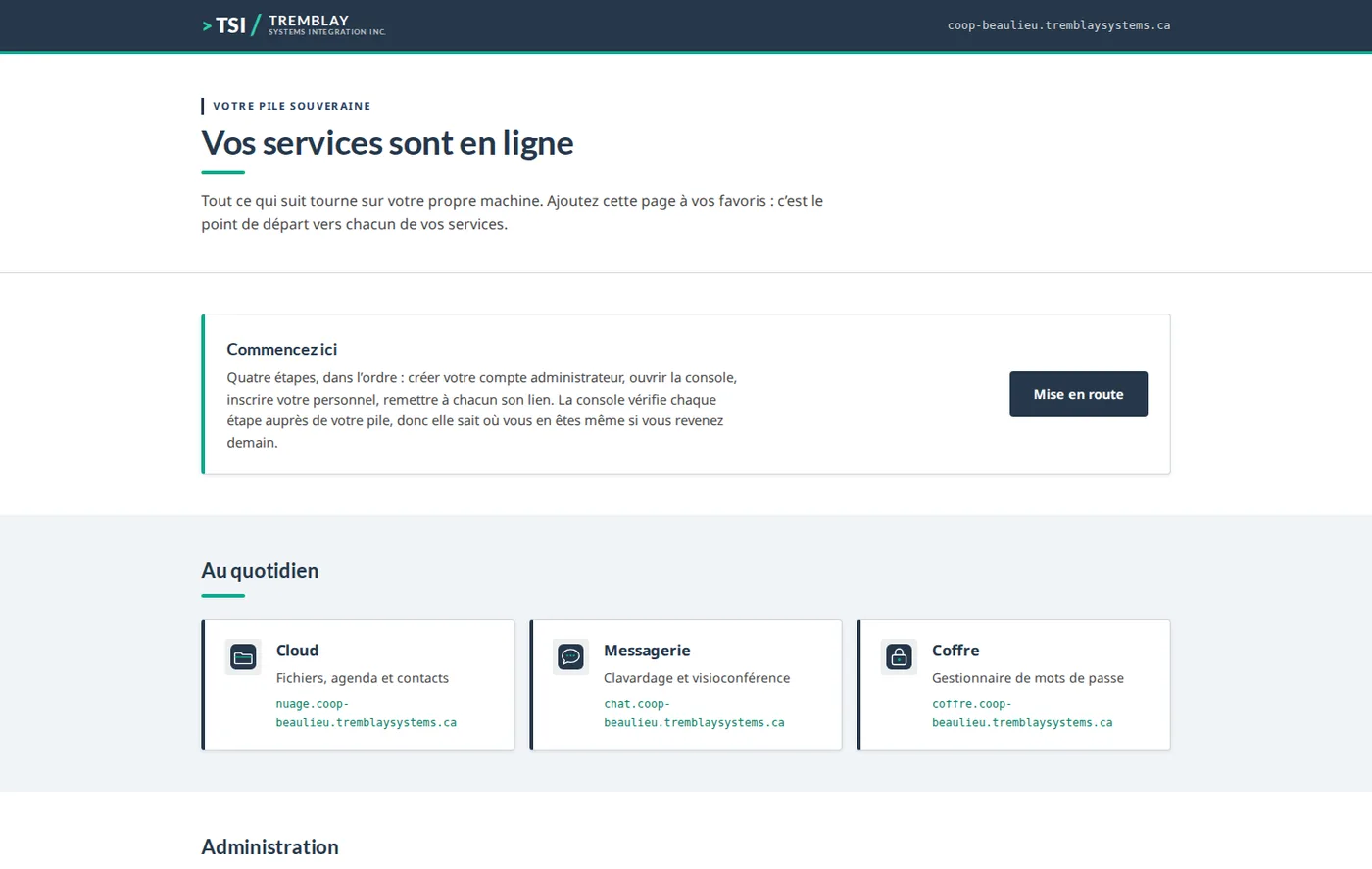 A client company&rsquo;s home portal